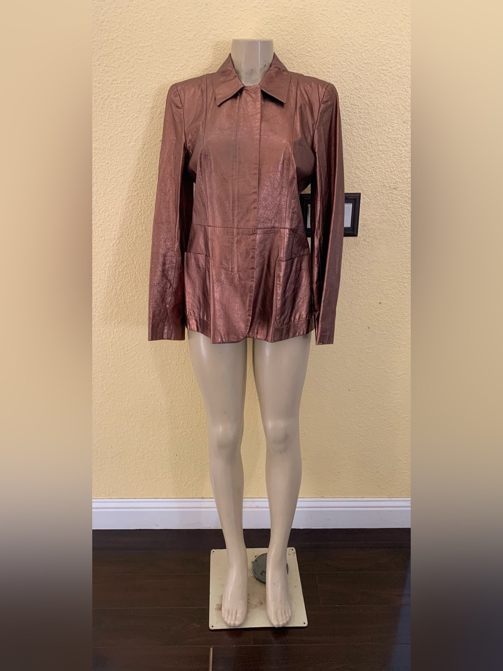 VTG DKNY Classic Size Large Copper Color Full Zip Leather Jacket